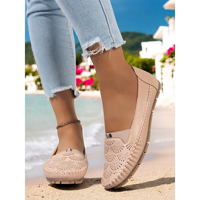  Damen-Slipper mit Strasssteinen – glitzernde, ausgehöhlte flache Schuhe zum Gehen und Autofahren