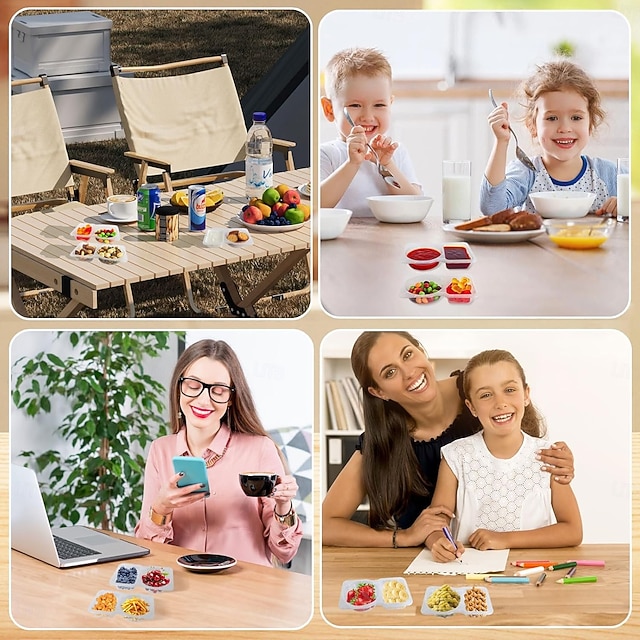 Set di 20 contenitori riutilizzabili per snack con coperchi e 20 sporks