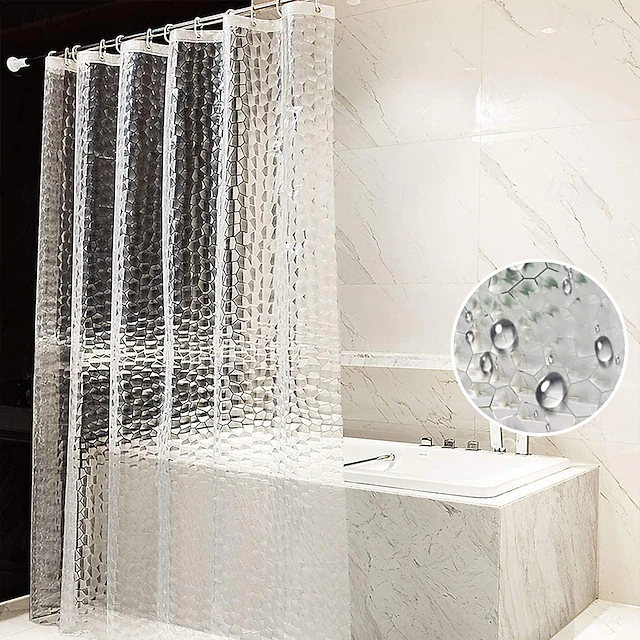 EVA Clear Shower Curtain Liner, Water Repellent Shower Curtain for Bathroom Shower Stall, Water Cube, 72x72 Inches 11