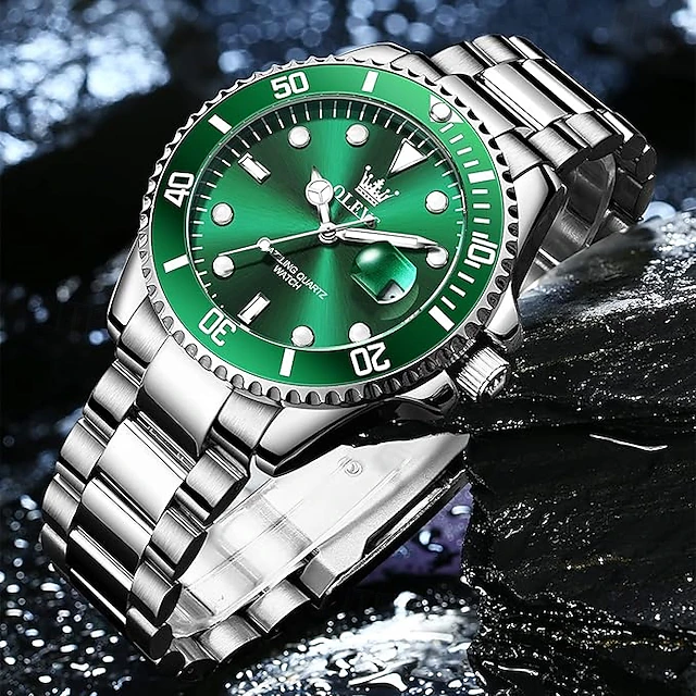 OLEVS Mens Quartz Watches Top Brand Luxury Business Waterproof Luminous Large Dial Men Wristwatches Sports Stainless Steel Watch 27
