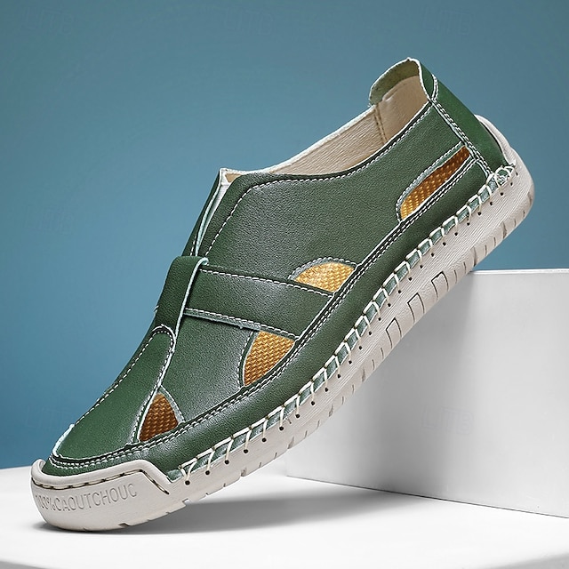  gula sandaler med kardborreband för män – lätta sommarskor för resor, vandring och fritidsaktiviteter