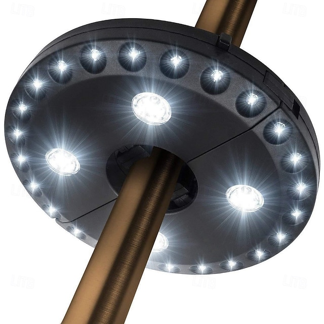  Luz de guarda-chuva de pátio com 3 modos de brilho, sem fio, 28 luzes LED - 4 pilhas AA operadas, luz de poste de guarda-chuva para guarda-sóis de pátio, barracas de acampamento ou uso interno