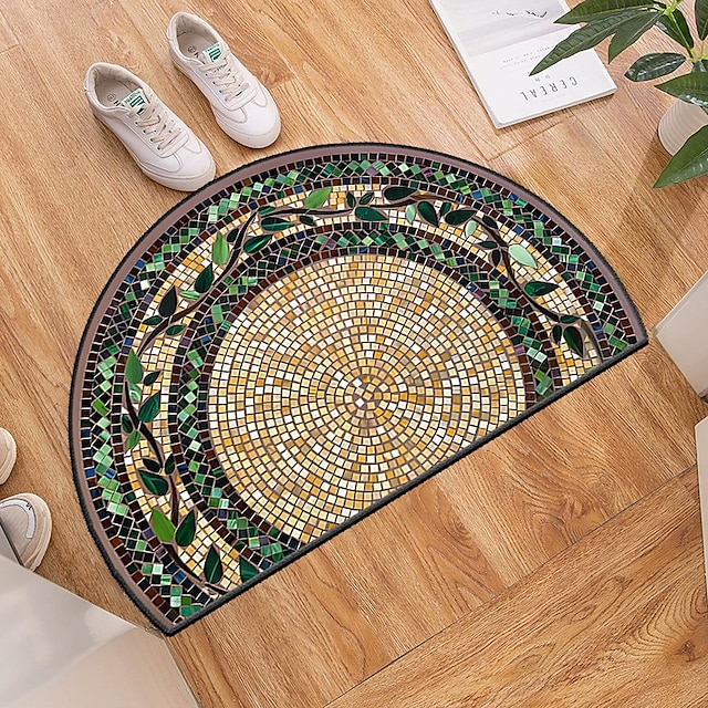Vintage Floral Semi-round Doormat Kitchen Mat Floor Mat Non-Slip Area Rug Oil Proof Rug Indoor Outdoor Mat Bedroom Decor Bathroom Mat Entrance Rug Spring Summer 24