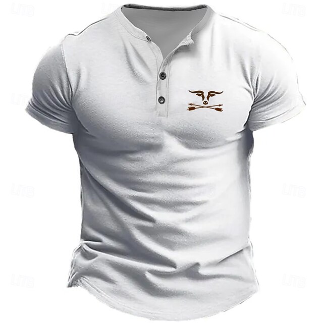 Men's T Shirt Henley Shirt Short Sleeve Designer Retro Vintage Casual Street Casual Daily Summer Spring White Yellow Henley Henley T-Shirt4