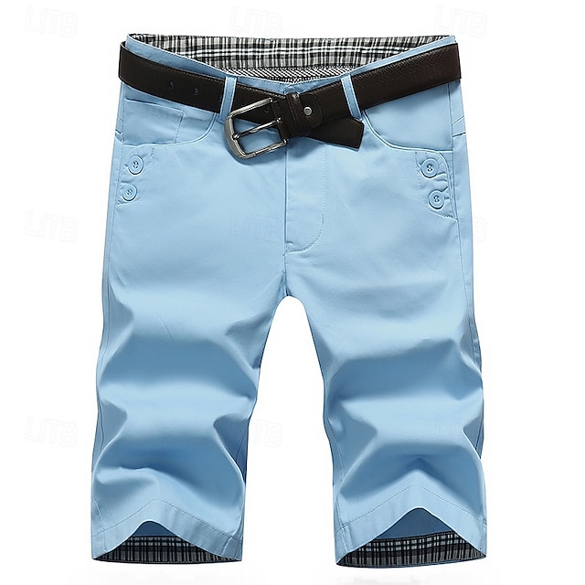  Men's Dress Shorts Work Shorts Golf Shorts Pocket Plain Comfort Breathable Knee Length Outdoor Business Sports Casual Black Wine