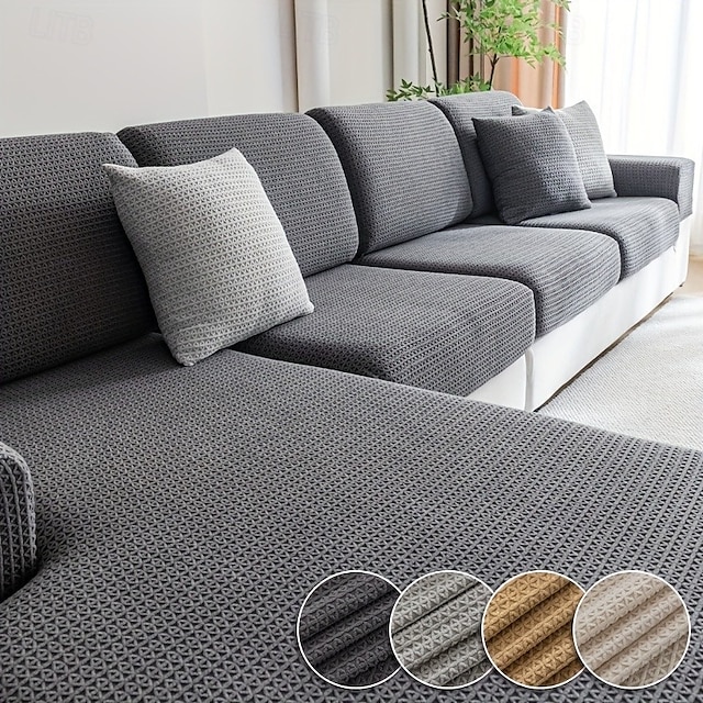  1pc Stretch Sofa Seat Cover Universal Jacquard Soft Polar Fleece Slipcover Easy to Clean & Durable