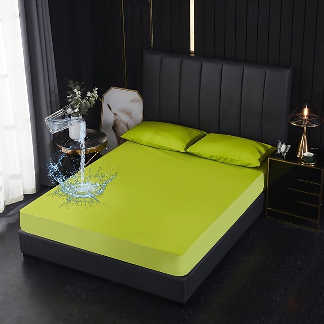  Protector de matelas imperméable Housse de matelas ajustée Protéger le lit Reine Pleine Roi Housse de lit protectrice douce Draps ajustés respirants confortables Protection à 5 côtés contre les