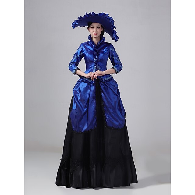  Årgang Rokoko Renæssance Maxi Kjoler Normal Juliet ærme Prinsesse Brud Flettet Flæset Prinsesse Rund hals Udklædning Dame Halloween Karneval Maskerade Ydeevne Fest Halloween Voksen Alle årstider