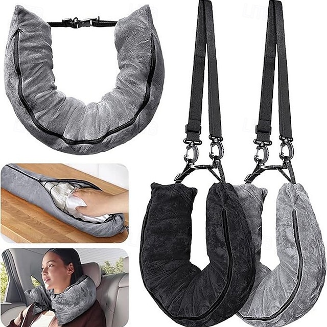  Travesseiro de Viagem Stuffable Travesseiro de Veludo para Viagem com Luggage Extra Travesseiro Stuffable com Tamanho de Pescoço Ajustável Essenciais de Viagem Travesseiro de Viagem Compactável para
