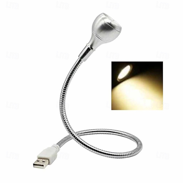  1 Stück USB-Nachtlicht, Computerlicht, Schreibtischlampe, Leselicht, warmweißes Licht, schwarz silber