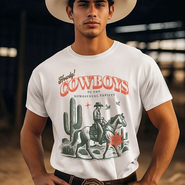 rainbow Brokeback Mountain Cowboy LGBTQ T-shirt Pride Shirts Pride Graphic For Couple's Men's Women's Adults' Masquerade Hot Stamping Pride Parade Pride Month4