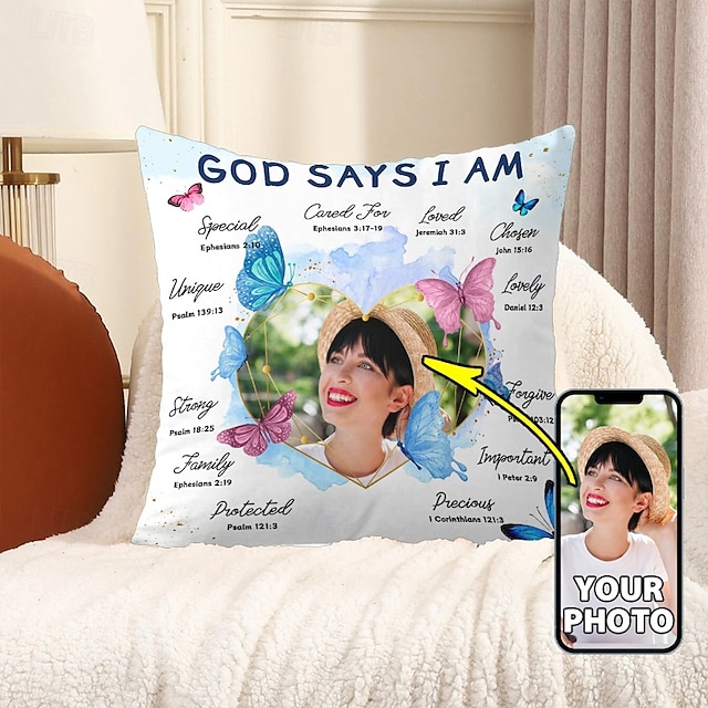  Aangepaste kussensloop Voeg uw afbeelding toe God Herinneringskussen Persoonlijk cadeau Foto ontwerp Afbeelding Mode Casual kussensloop Kussenhoes 1 st Aangepast gemaakt