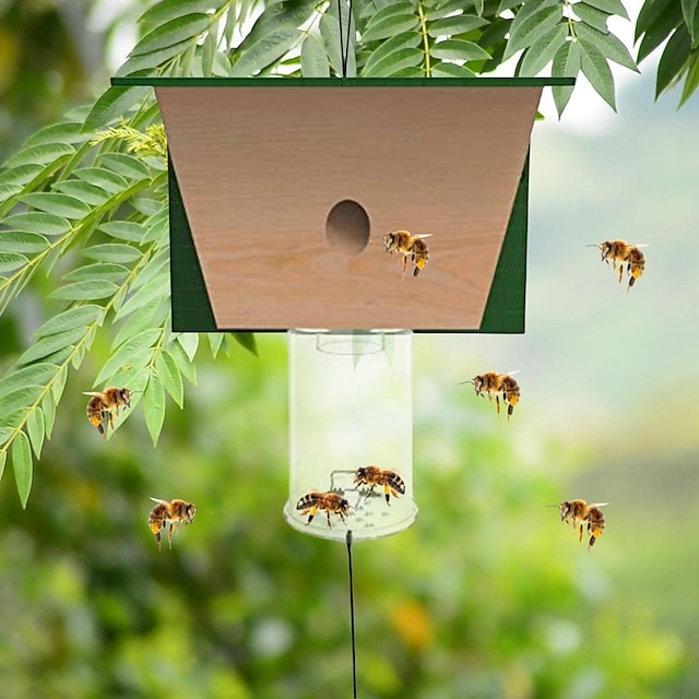  Trappola per api carpentiere per esterni, trappola per api perforatrici del legno, trappole per api carpentiere, trappole per insetti sospese per esterni, rimuove
