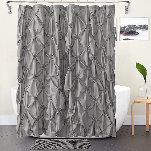  Set di tende da doccia con tappeti tenda da doccia a pieghe pizzicate elegante set di decorazioni per bagno con 12 ganci grigio scuro blu e bianco standard