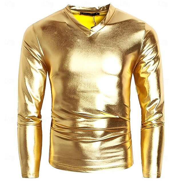 Retro Vintage 1980s T-shirt Sweatshirt Disco Shiny Latex Patent Metallic Fancy Dress Men's Halloween Carnival Pride Parade Pride Month Adults' Shirt4