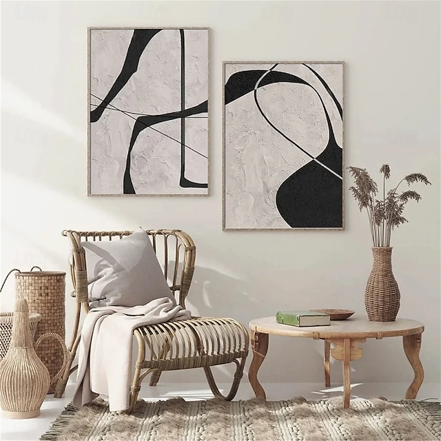  Ölgemälde handgemachte Ölgemälde Wabi Sabi Wandkunst 2er Set beige abstrakte Malerei auf Leinwand ein Paar beige Textur Wandkunst neutral abstrakte Wandkunst Boho Wanddekoration