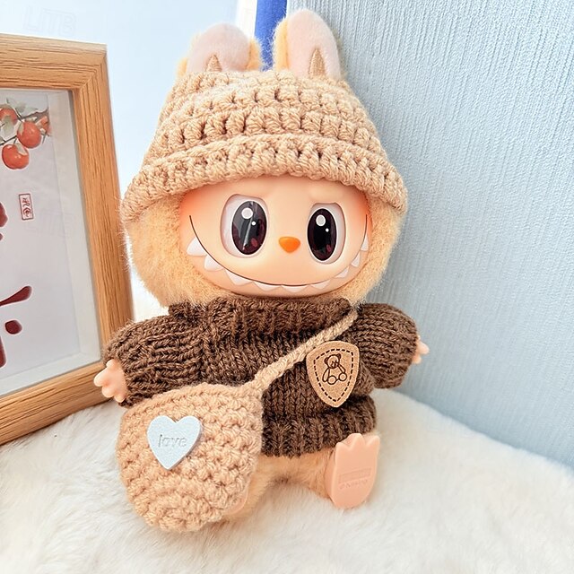 17cm Doll Clothes Set - Hat & Overalls Outfit For Dress Up | Cute Doll Accessories For 17cm Figures