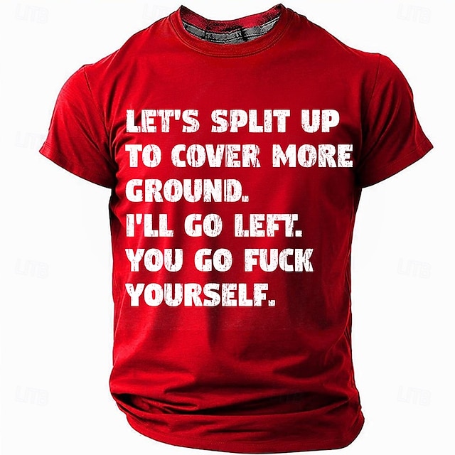  Men's Funny Slang T Shirt Short Sleeve T shirt 3D Print Crew Neck Shirt Fashion Daily Casual Street Casual Daily Black Red Blue Summer Spring All Seasons Clothing Apparel S M L XL XXL XXXL