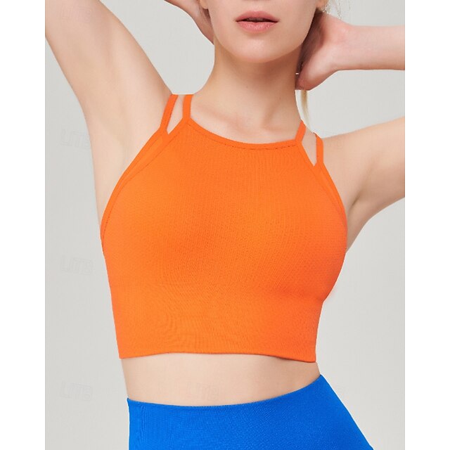 Dames BH-top spag Kruislings terug Comfortabel Ademend nep tweedelig Effen Sport Sportkleding Zwart Paars Yoga Fitness