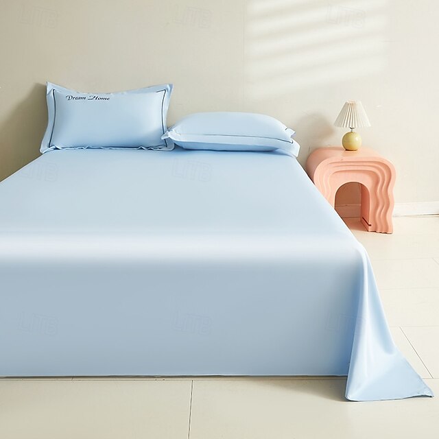  Summer Cool Ice Silk Bed Sheet Single Piece Single Dormitory Single Double Solid Color Bed Sheet Pillowcase Three-piece Bed