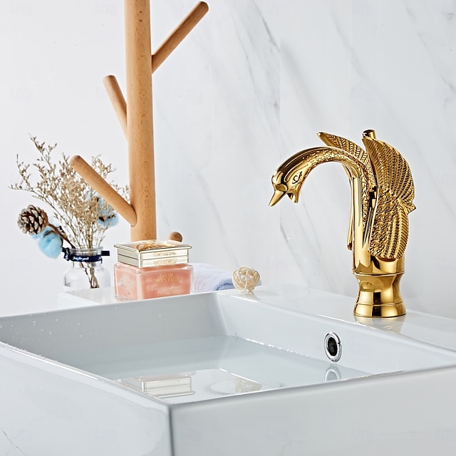 Robinet de lavabo - Classique Chrome / Laiton antique / Électroplaqué Ensemble central Poignée unique à un trouBath Taps