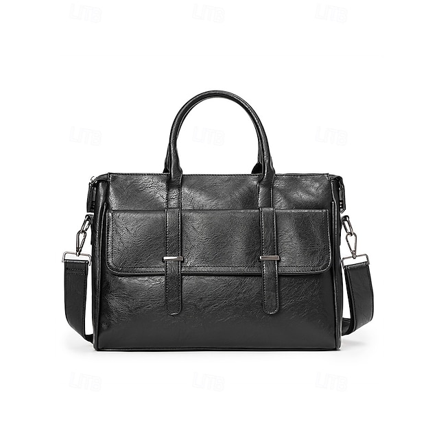  borsa da lavoro in pelle nera da uomo - grande borsa da lavoro con manico superiore e scomparto per laptop, borsa da ufficio professionale per lavoro e riunioni