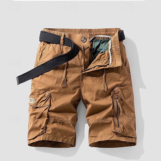  Per uomo Pantaloncini cargo Shorts Pantaloncini Estivi Coulisse Elastico in vita Multi-tasche Semplice Comodità Indossabile Lunghezza al ginocchio All'aperto Sport Quotidiano Moda Casual Nero Cachi