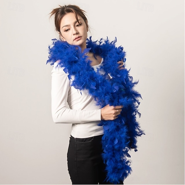 URFEDA 2 Mètres Boa de Plumes, Boa en Plumes de Dindon Accessoire de Déguisement, Foulard à Plumes, Boa de Carnaval, Écharpe à Plumes Femme Fille