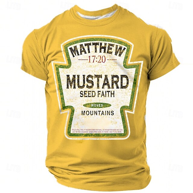 Men's Faith Graphic T-Shirt | Matthew 17:20 Mustard Seed Moves Mountains Inspirational4