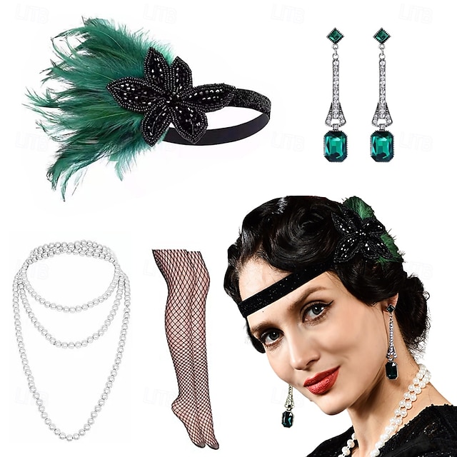  Den store Gatsby Flapperpannebånd i 1920-stil Den store Gatsby Kontor / Bedrift Glitrende glitter Krystall / Rhinstein Dame Karneval Maskerade Tilbake til Skolen Festkveldsklær Maskerade Festival