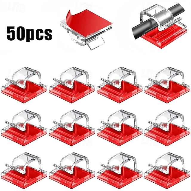  50db öntapadó kábelrendező klipek kábelkezelő vezetéktartó usb töltő adatvonal orsó csévélő falra szerelhető kampók
