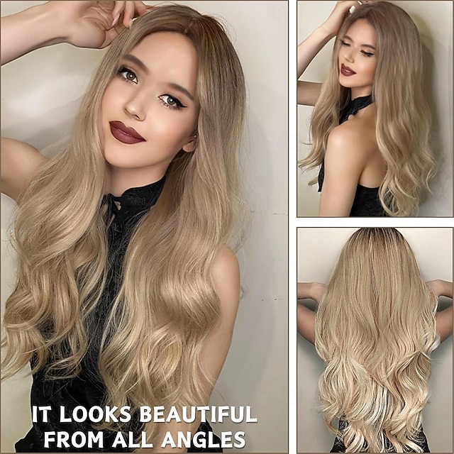 Perruque Longue Femme Couleur Mêlée Châtain Clair, Blond Doré Et Cuivré - Bonnet Moyen - Synthétique