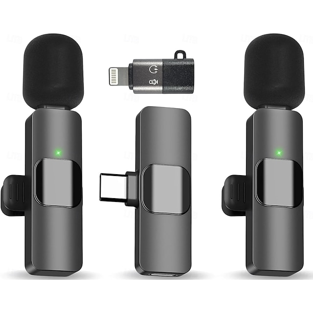  Microfone de lapela sem fio para iPhone e Android, mini microfone USB-C com redução de ruído, perfeito para gravação, vlog, YouTube, TikTok, podcasts e vídeos de entrevistas