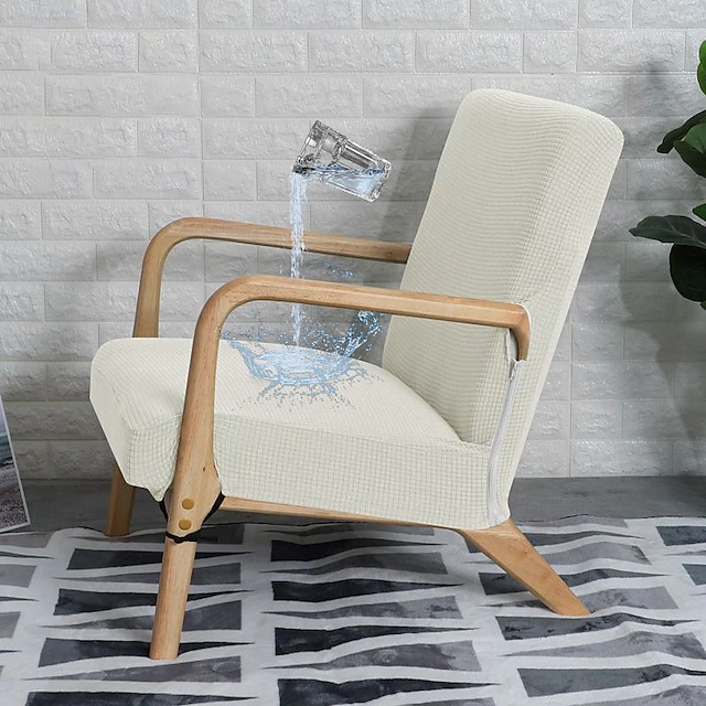 Water Resistant Chair Cover Stretch Jacquard Casual Chair cover with Zipper Closure Plain Solid Color Furniture Protector Washable Removable for Single Chair 1PC 19