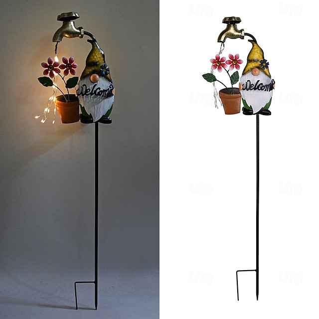  lumini solare peisaj robinete lumini de curte lumini de grădină în aer liber lumini de gazon elf desene animate lumini în formă de fier forjat atmosferă festivă lumini înconjurate și lumini plug-in