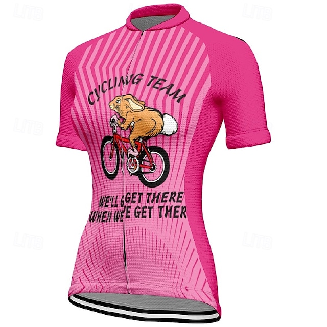  Women's Cycling Jersey Graphic Stripes Short Sleeve Bike Tee Tshirt Jersey with 3 Rear Pockets Mountain Bike MTB Quick Dry Anatomic Design Wicking Breathable Sports Pink Blue Orange Clothing Apparel
