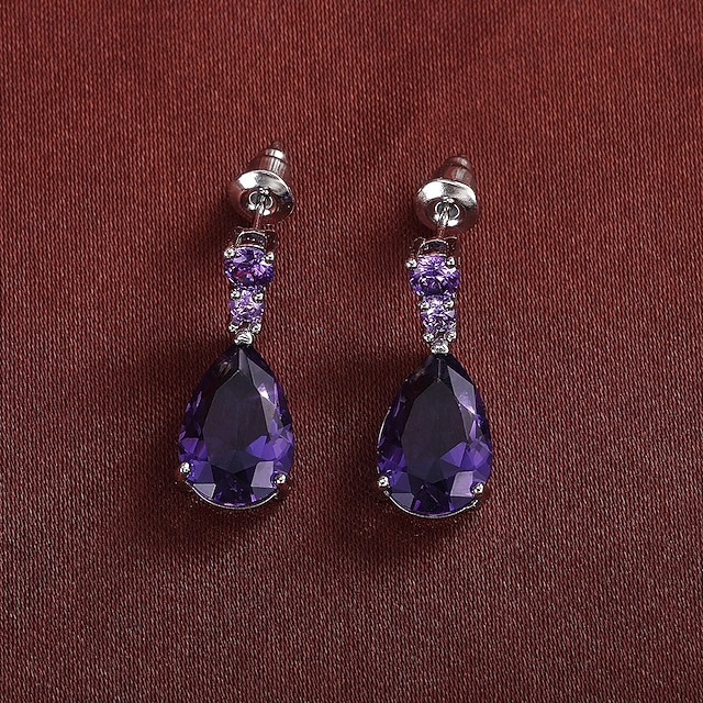  Mujer Pendiente Pera Gota Elegante Aretes Joyas Blanco / Morado Para Boda Fiesta 1 Par