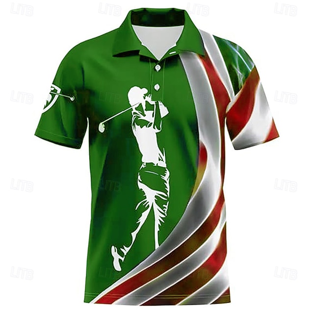  Miesten Golf Polo Urheilu poolopaidat Lyhythihainen Poolopaidat Kauluspaidat Vapaa-aika Koulu ulko- Arki-asut 3D-tulostus Kesä Rubiini Sininen Purppura