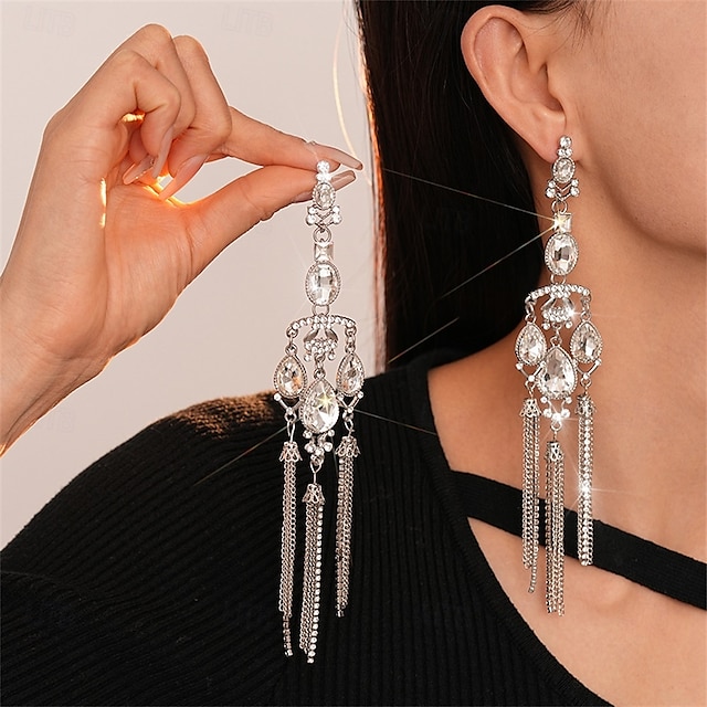  Argent Zircon Boucle d'Oreille Créoles Le style rétro Géométrique Goutte ancien Mode Des boucles d'oreilles Bijoux Argent Pour Mariage Soirée Fiançailles Bal de promo 1 Paire