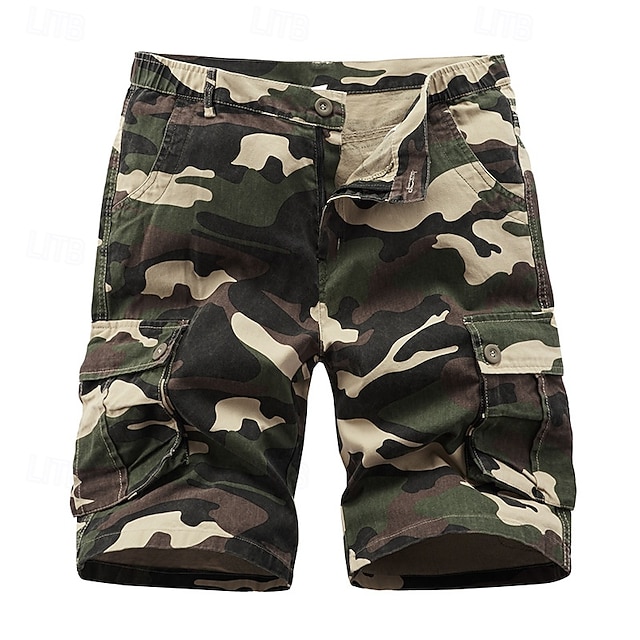  Per uomo Pantaloncini cargo Pantaloncini mimetici Shorts Pantaloncini Estivi Multi-tasche Tasca con Patta Semplice Mimetico Comodità Indossabile Lunghezza al ginocchio All'aperto Sport Quotidiano