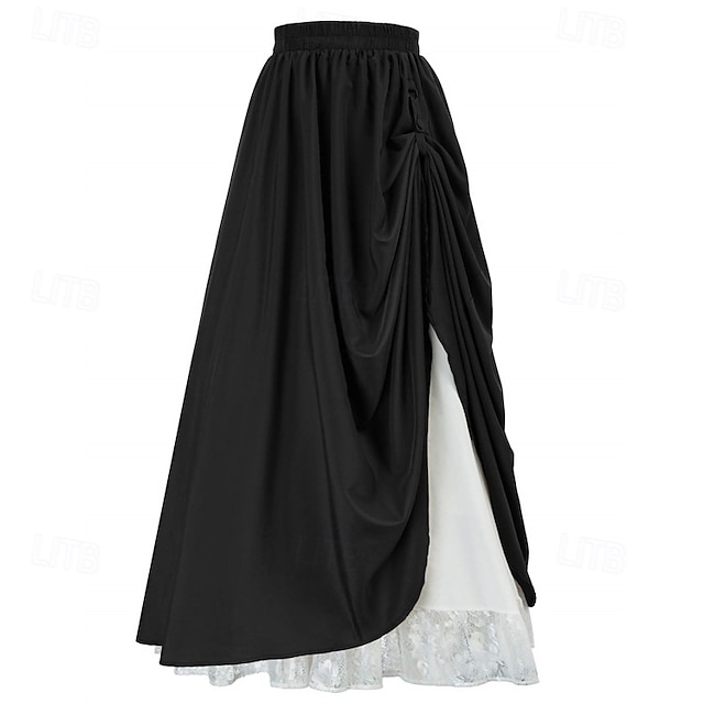  Médiéval Renaissance Jupe Jupe longue Pirate Couleur Unie Déguisement Femmes Fantaisie Halloween Carnaval Mascarade Performance Foire de la Renaissance Adulte Jupe Toutes saisons