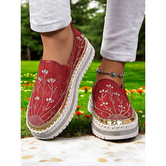  Baskets à plateforme pour femme avec strass | Chaussures décontractées scintillantes et tendance pour les fêtes et le style urbain décontracté
