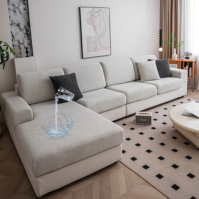 100% Waterproof Velvet Fitted Sheet Sofa Cover Solid Color Jacquard Anti-cat Scratch Sofa Cushion Cover 16