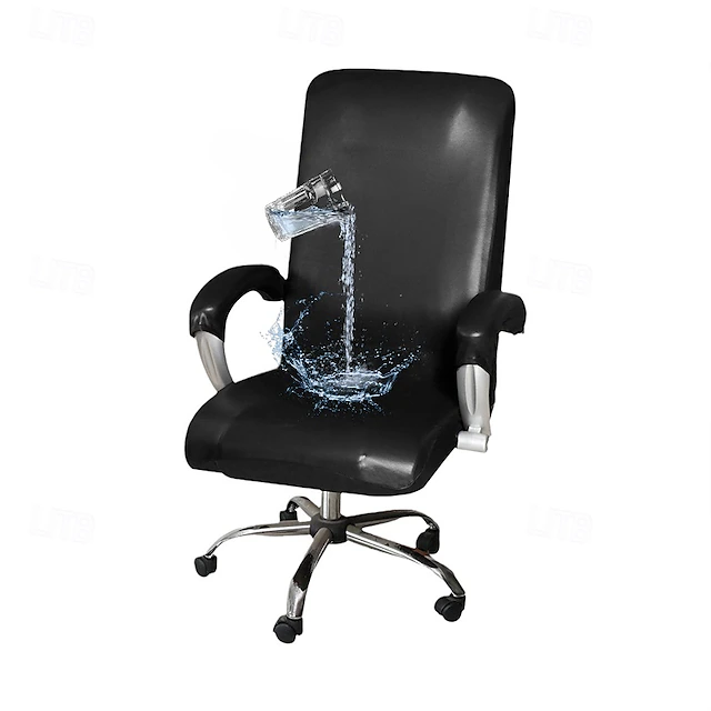 Stretch Waterproof Office Chair Cover - Modern Simple Design - PU Leather Computer Chair Cover - Durable and Easy to Clean - Perfect for Protecting and Enhancing Office Chairs 15