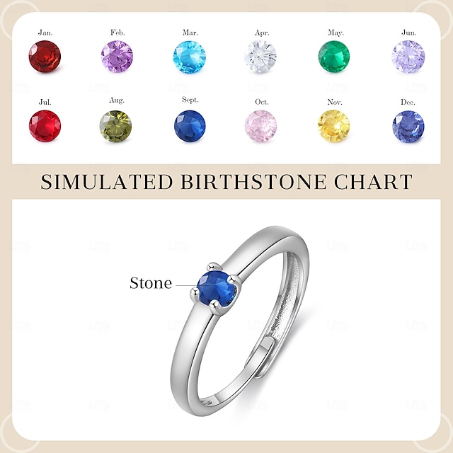  Personalized Birthstone Ring for Women, Adjustable 12 Month Zodiac Protection Ring, Custom Lucky Jewelry Gift for Mom, Girlfriend, Wife, for Mother's Day, Birthday, Christmas, Anniversary