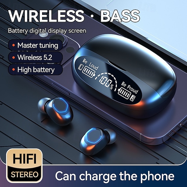  Erőteljes basszus valódi vezeték nélküli fülhallgató Bluetooth 5.3 IPX7 vízálló zajcsökkentő fülhallgató
