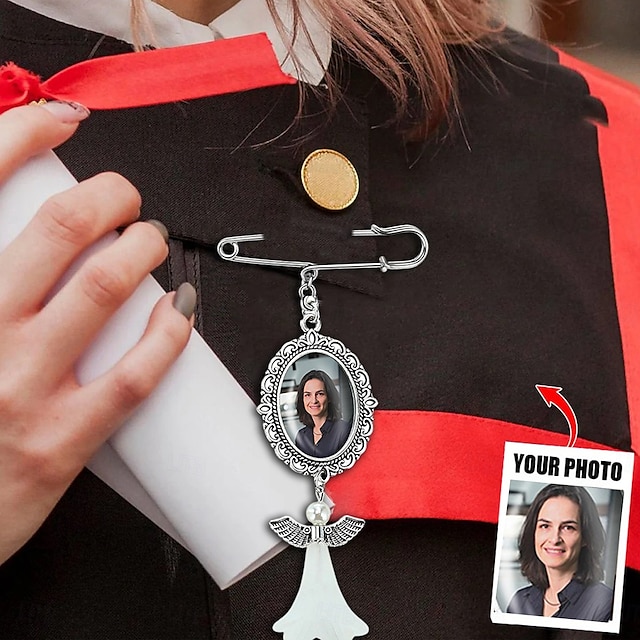  broche de alfinete de formatura personalizado, pingente de foto personalizado, melhor presente de condolências para formatura de casamento, aniversário ou aniversário, ideal para amigos e familiares