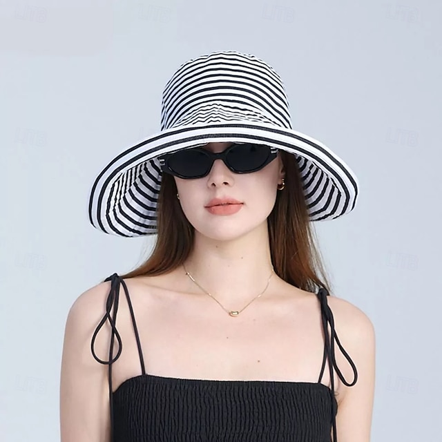  solhatt for kvinner bred brem sommer upf50 uv-beskyttelsesstripe lett fottur utendørs caps