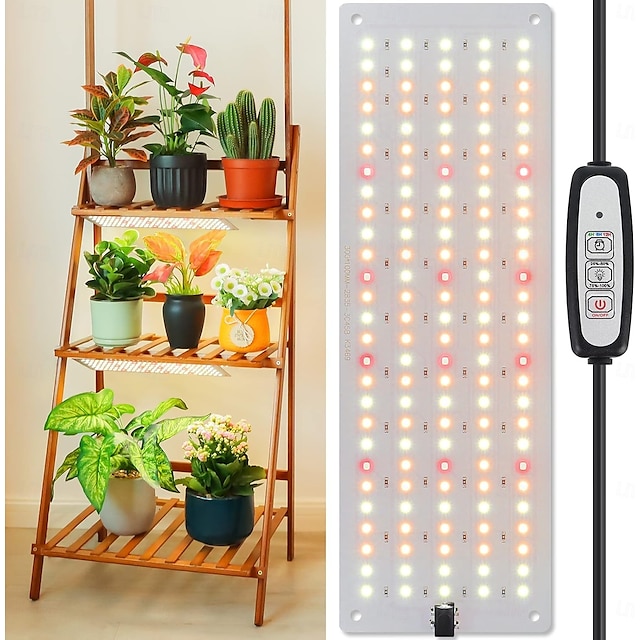  مصباح نمو LED كامل الطيف مع 4 مستويات قابلة للتعتيم ومؤقت تشغيل/إيقاف تلقائي، مصباح نمو نباتي 135 LED للشتلات والخضراوات المزهرة والعصارية مثالي للنباتات الداخلية