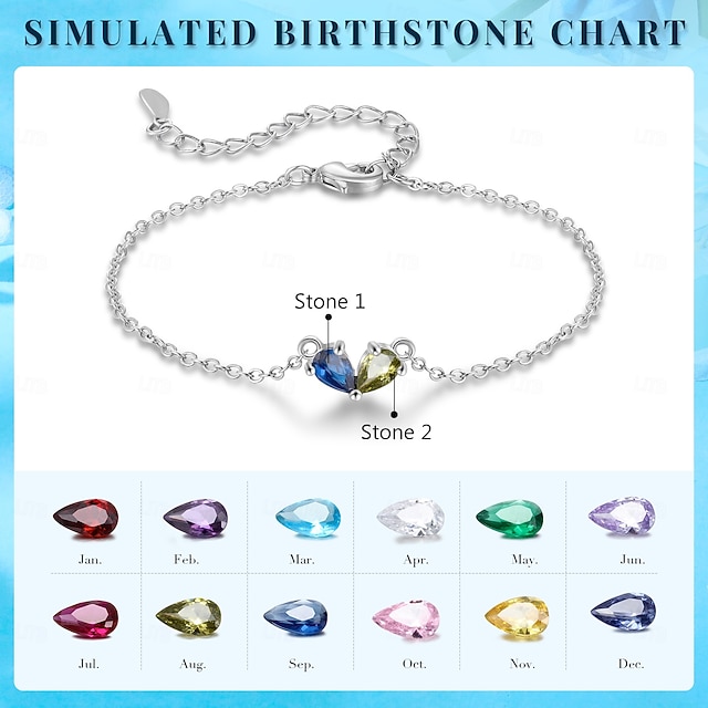  Pulsera de corazón con piedra de nacimiento personalizada para mujer, joyería del zodíaco con piedras preciosas naturales de 12 meses, regalo de guardián personalizado para mamá, esposa, novia,